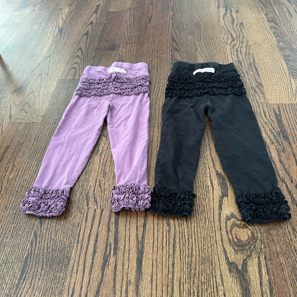 Ruffle Butts Leggings -Black and Purple Size 2T/3T